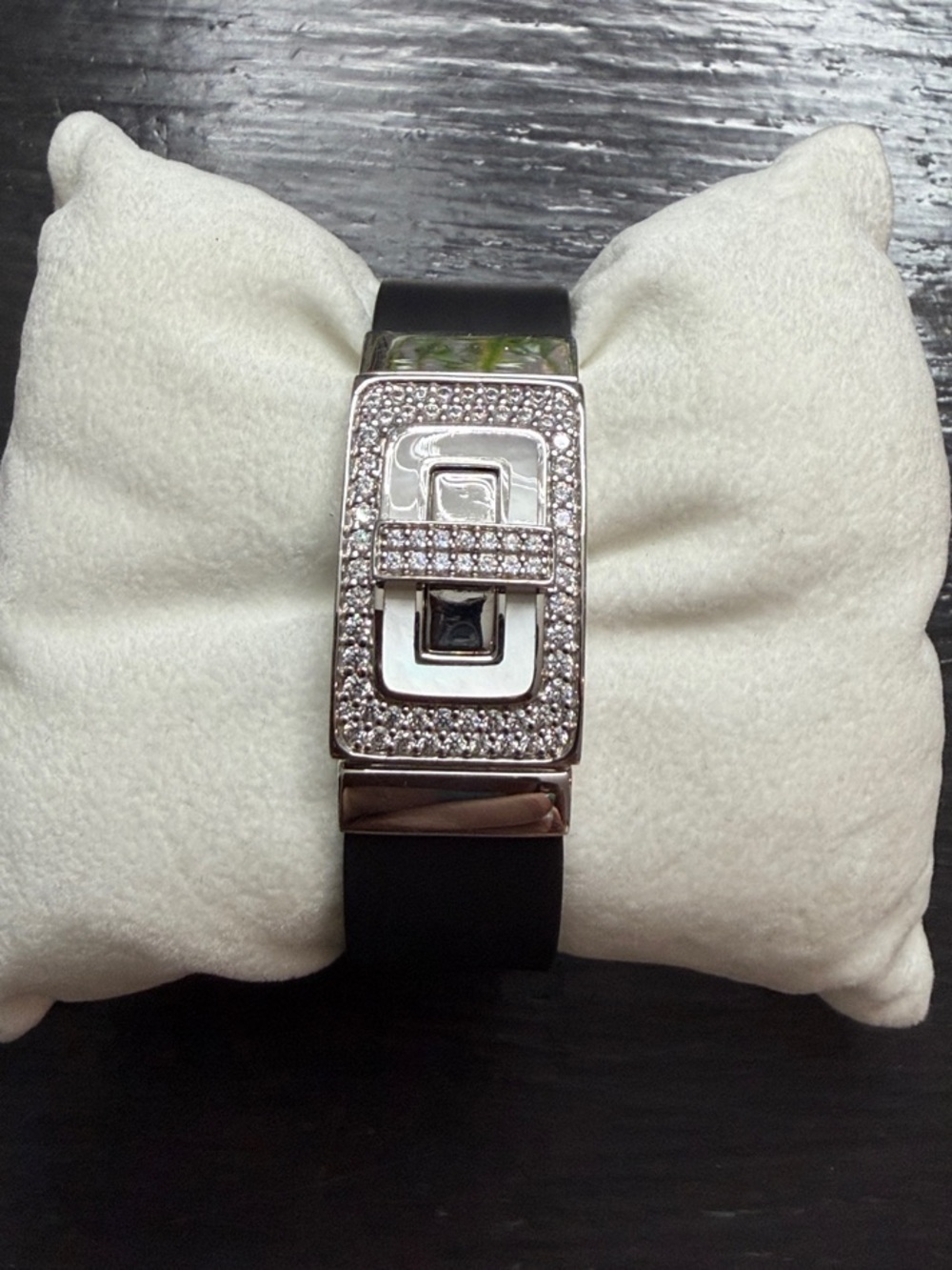 Authentic Belle Etoile 925 silver / rubber/ CZ Bracelet